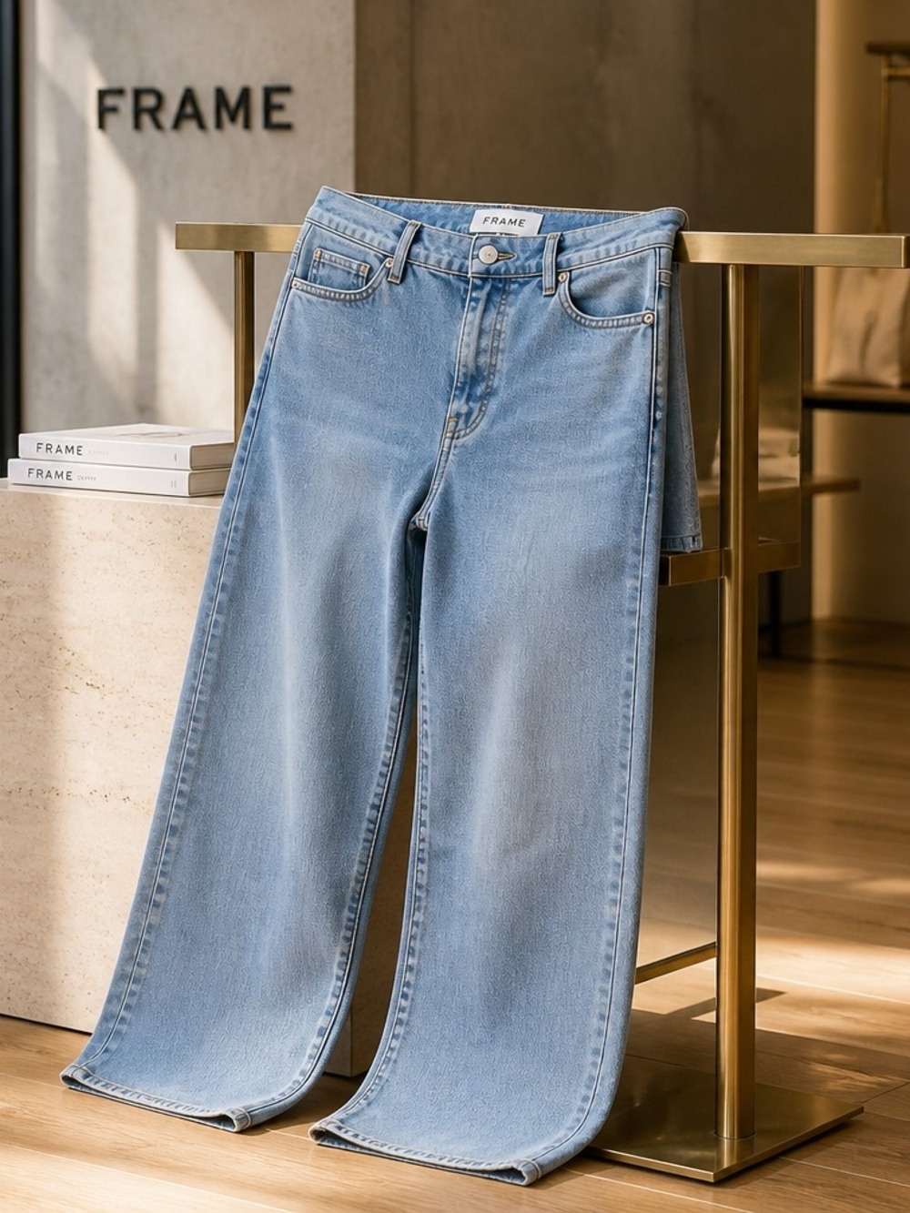 FRAME Women’s Le Slim Palazzo Jeans High Waist Wide Leg Frayed Hem Size 29